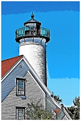 West Chop Light Tower on Martha's Vineyard -Digital Painting